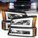 CRYSTAL HEADLIGHTS W/ LIGHT BAR BLA-1