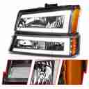 CRYSTAL HEADLIGHTS W/ LIGHT BAR BLA-3