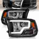 CRYSTAL HEADLIGHTS W/ LIGHT BAR BLA-1