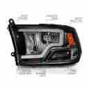 CRYSTAL HEADLIGHTS W/ LIGHT BAR BLA-4