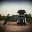 TRI-CLAM SHELL ROOF TOP TENT - 47" - TAUPE BODY & BLACK RAINFLY - AC001-3