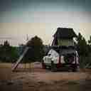 TRI-CLAM SHELL ROOF TOP TENT - 47" - TAUPE BODY & BLACK RAINFLY - AC001-4