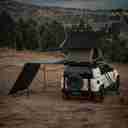 TRI-CLAM SHELL ROOF TOP TENT - 47" - TAUPE BODY & BLACK RAINFLY - AC001-5