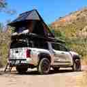 TRI-CLAM SHELL ROOF TOP TENT - 47" - TAUPE BODY & BLACK RAINFLY - AC001-15