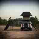 TRI-CLAM SHELL ROOF TOP TENT - 53" - TAUPE BODY & BLACK RAINFLY - AC002-3