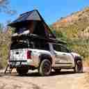 TRI-CLAM SHELL ROOF TOP TENT - 53" - TAUPE BODY & BLACK RAINFLY - AC002-15