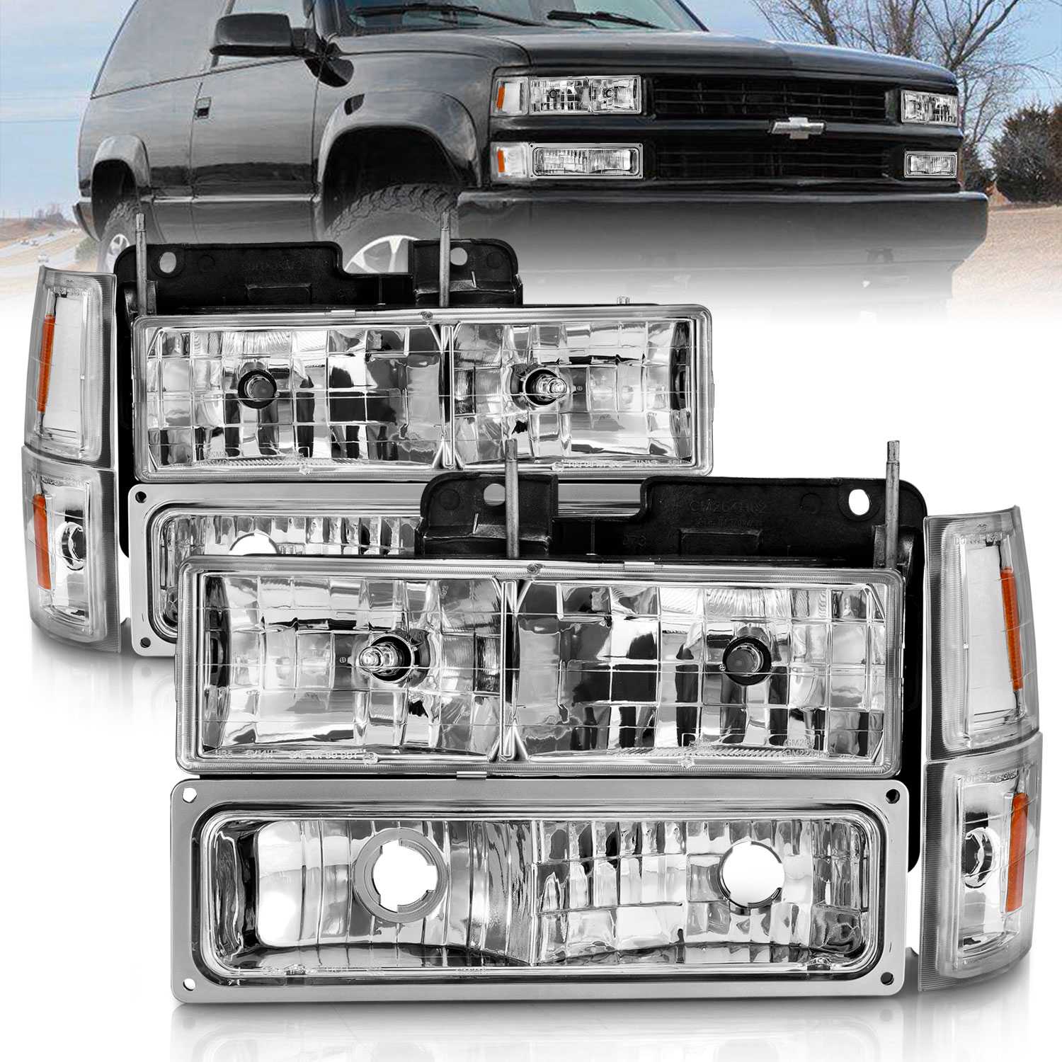 CRYSTAL HEADLIGHTS CHROME HOUSING W