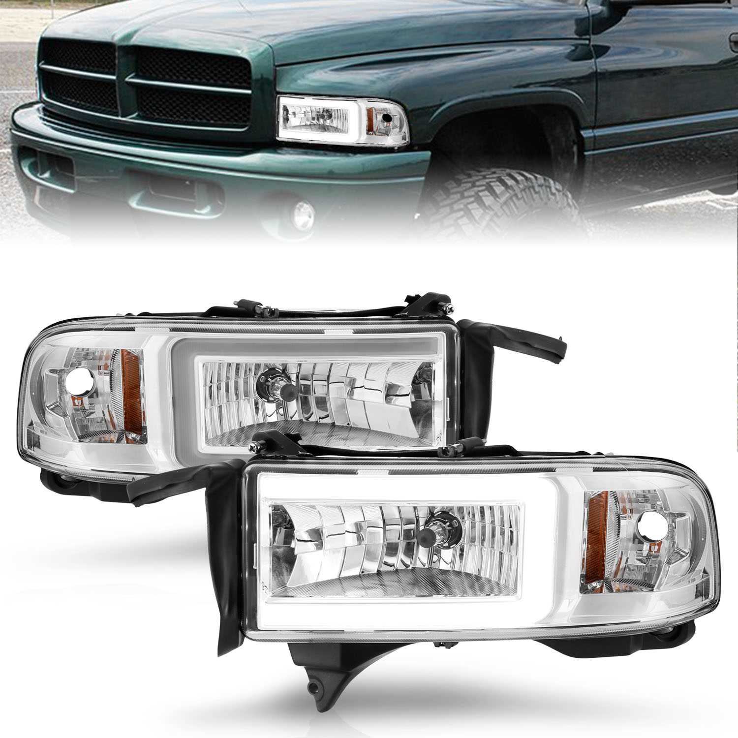LED CRYSTAL HEADLIGHT; W/ LIGHT BAR