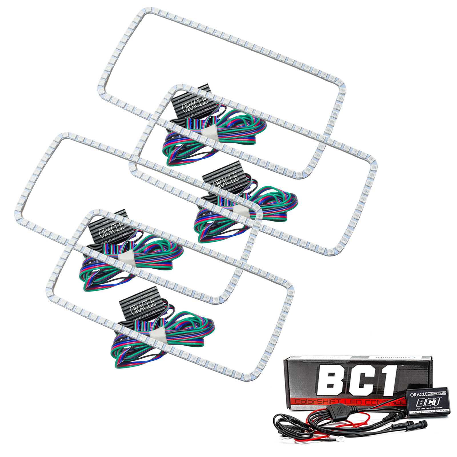 2007-2013 GMC Sierra LED Headlight Square Ring Halo Kit