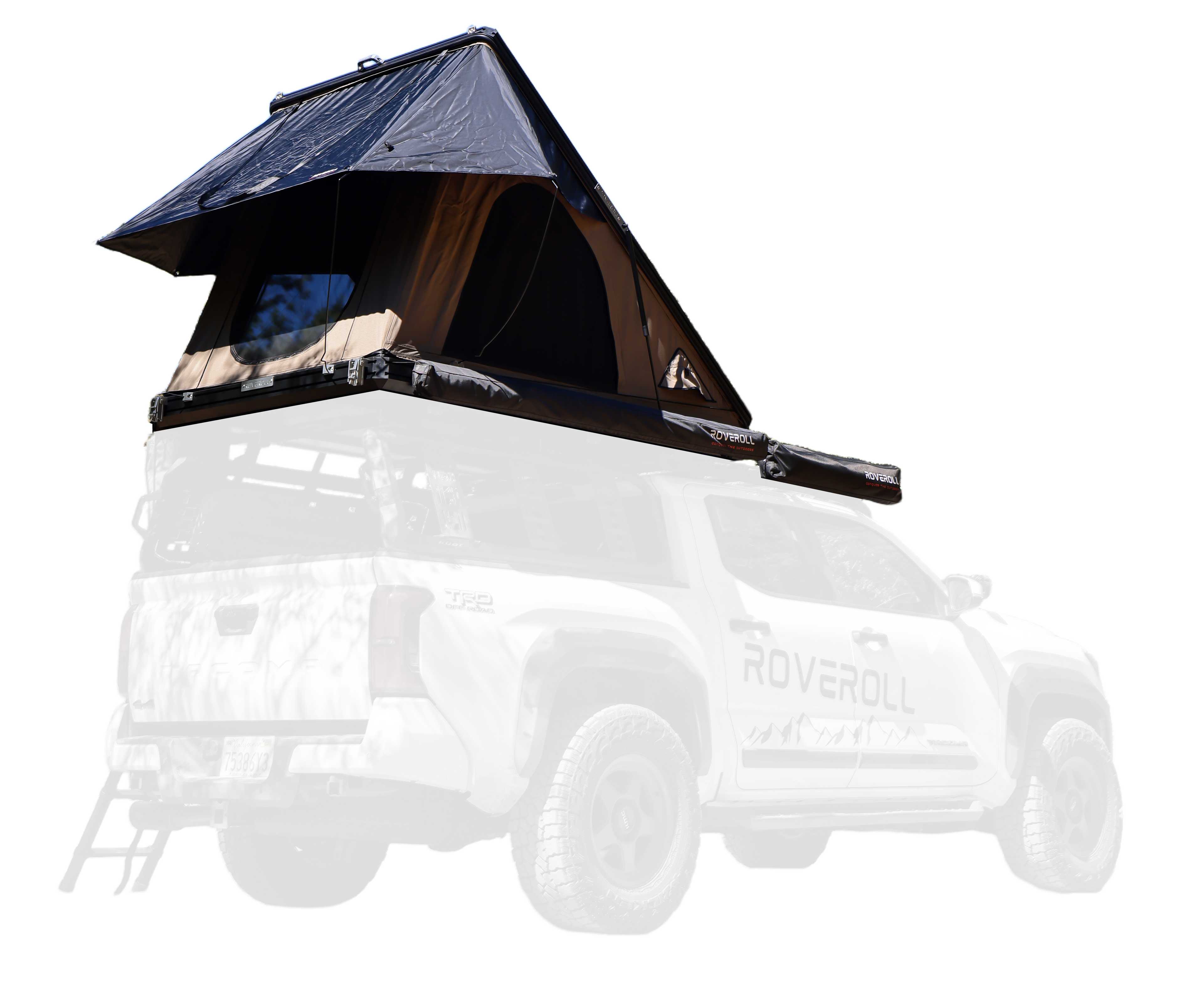 TRI-CLAM SHELL ROOF TOP TENT - 47" - TAUPE BODY & BLACK RAINFLY - AC001