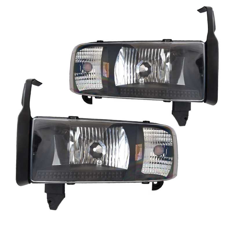 1994-2002 Dodge RAM 1500 2500 3500 Head Lights - Black / Clear