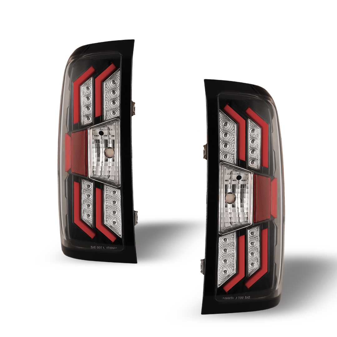 2014-2018 Chevrolet Silverado 1500 / 2015-2019 Silverado 2500HD 3500HD LED Taillights - Gloss Black / Clear