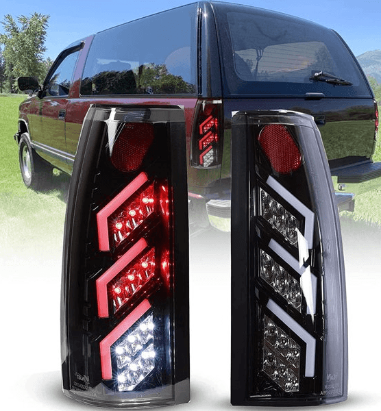 Chevrolet CK Blazer Suburban Tahoe, GMC Yukon, Cadillac Escalade LED Taillights - Gloss Black / Clear