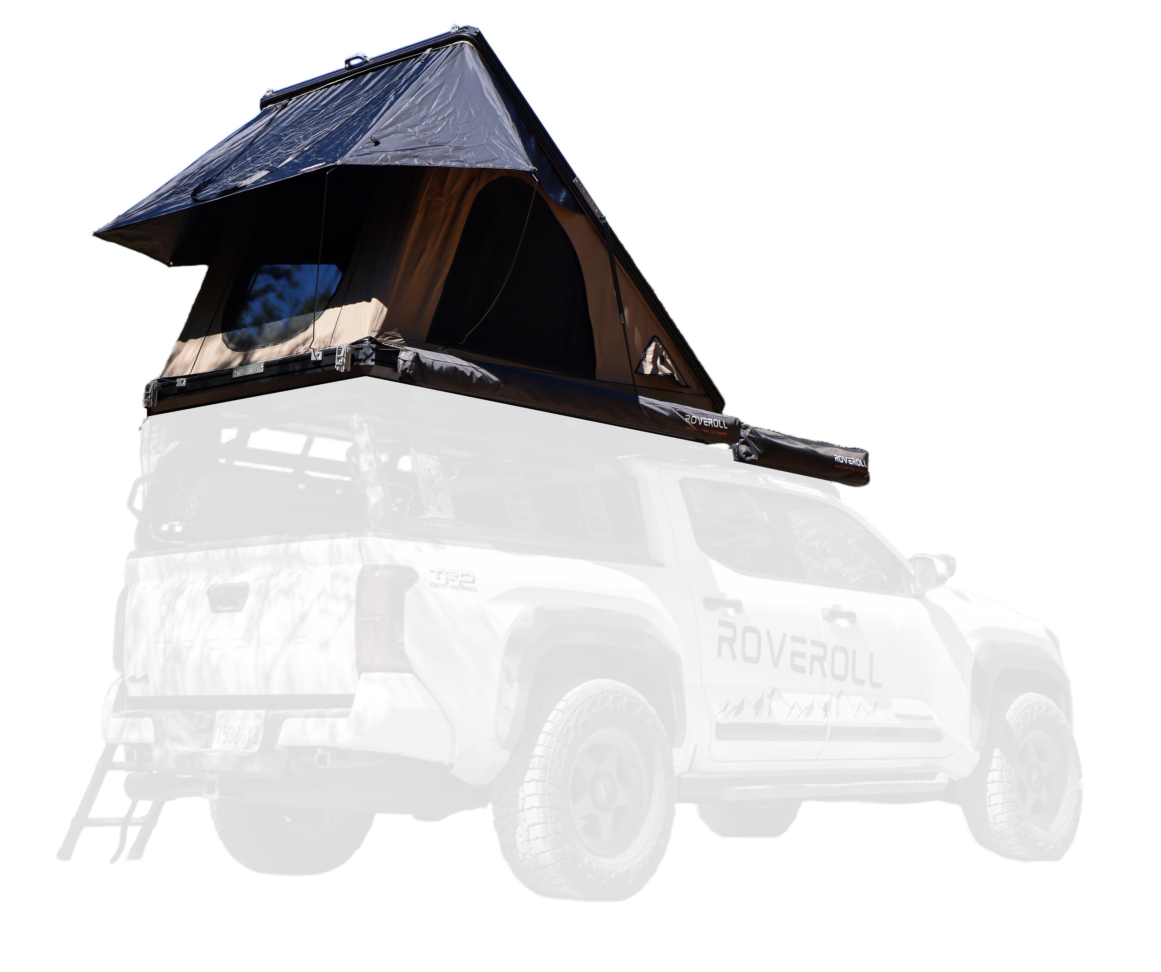 TRI-CLAM SHELL ROOF TOP TENT - 47" - TAUPE BODY & BLACK RAINFLY - AC001